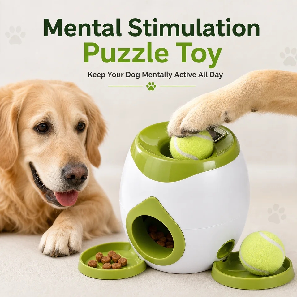 Interactive Squeaky Plush Dog Toy - Lanceur automatique de balles pour chien,